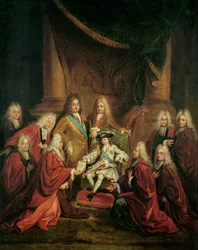 Lodewijk XV (1710-74) verleent adelsbrieven aan het gemeentebestuur van Parijs
